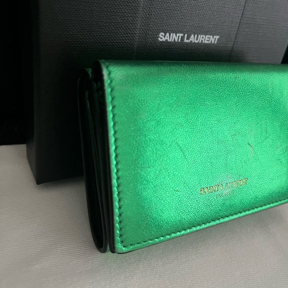 Saint Laurent Iridescent Green Trifold Wallet - Picture 5 of 16